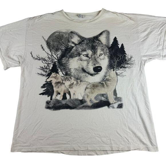Vintage Wolf Graphic T-Shirt - Size Large - Distressed - Picture 1 of 6